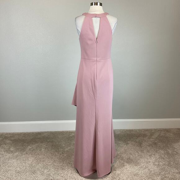 Betsy & Adam High Low Ruffled Evening Gown Pink Size 6 Cut Out Formal Dress - Picture 2 of 14